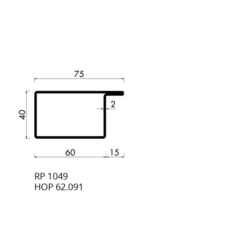 Staal profiel RP 1049-AA / HOP 62.091 S235JRG2 - 6000