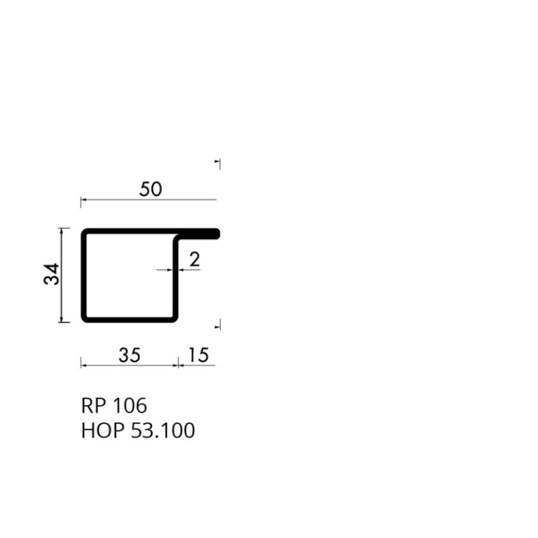 Staal hop profiel 53.100 / RP106 S235JRG2 - 6,000
