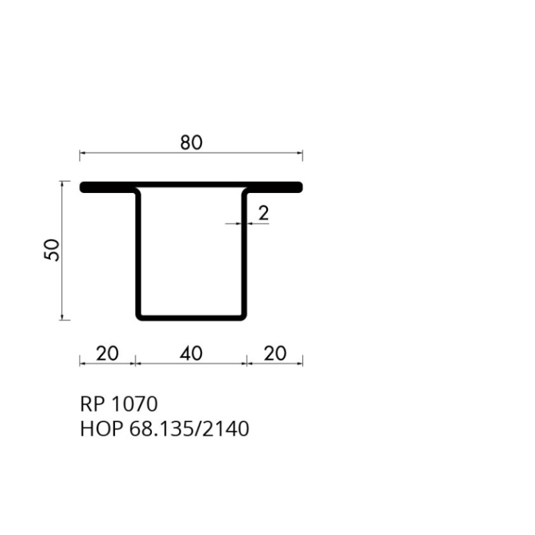 Staal hop profiel 68135 S235JRG2 - 6,000