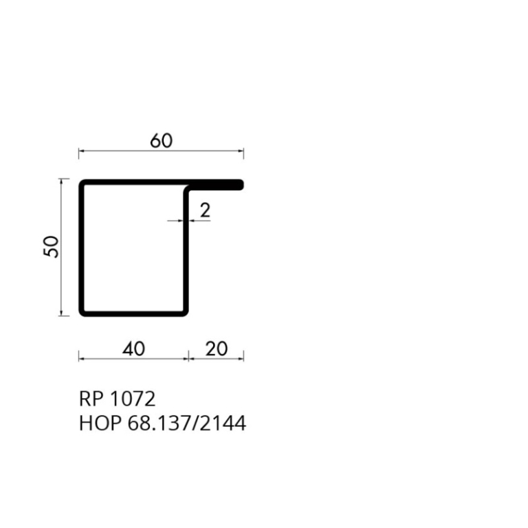 Staal profiel RP 1072-AA / HOP 68.137 S235JRG2 - 6000