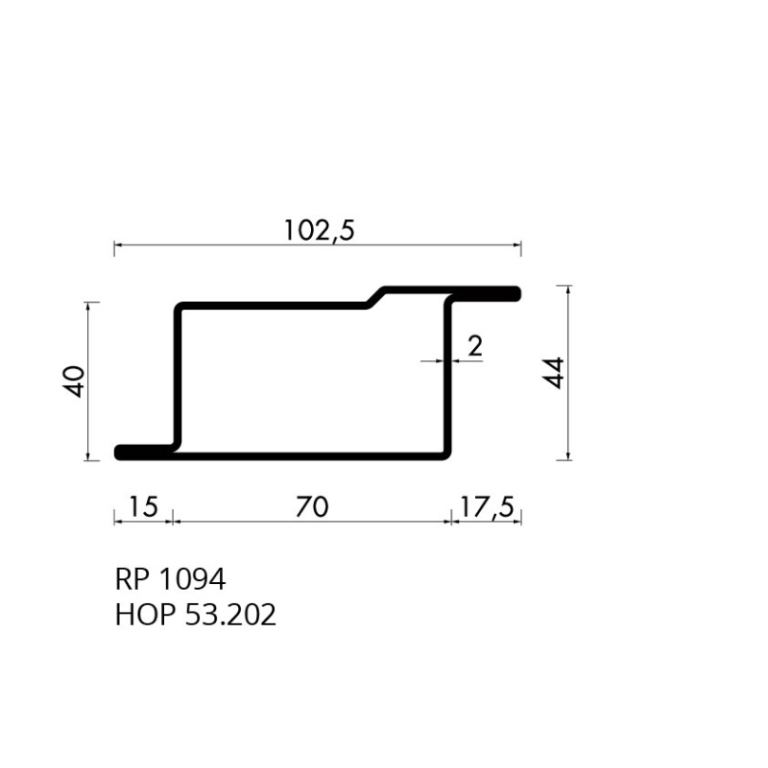 Staal profiel RP 1094-AA / HOP 53.202  S235JRG2 - 6000