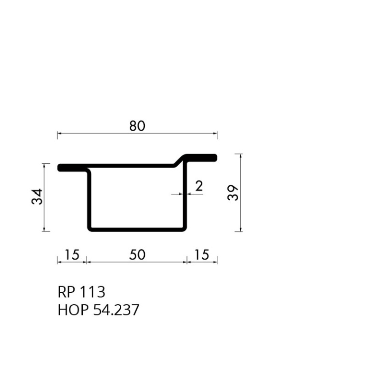 Staal hop profiel 54237 S235JRG2 - 6,000