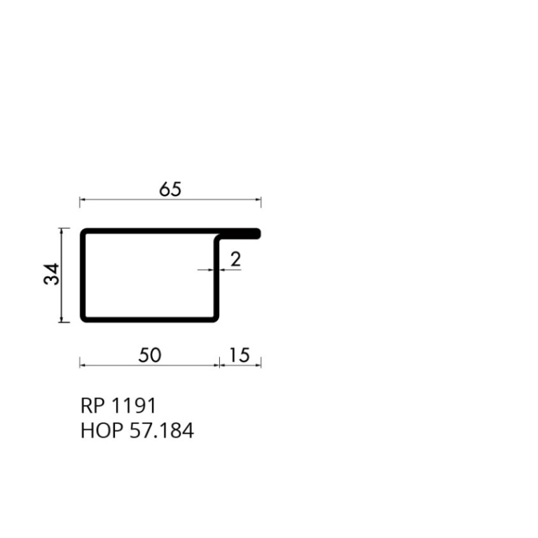 Staal hop profiel 57184 S235JRG2 - 6,000