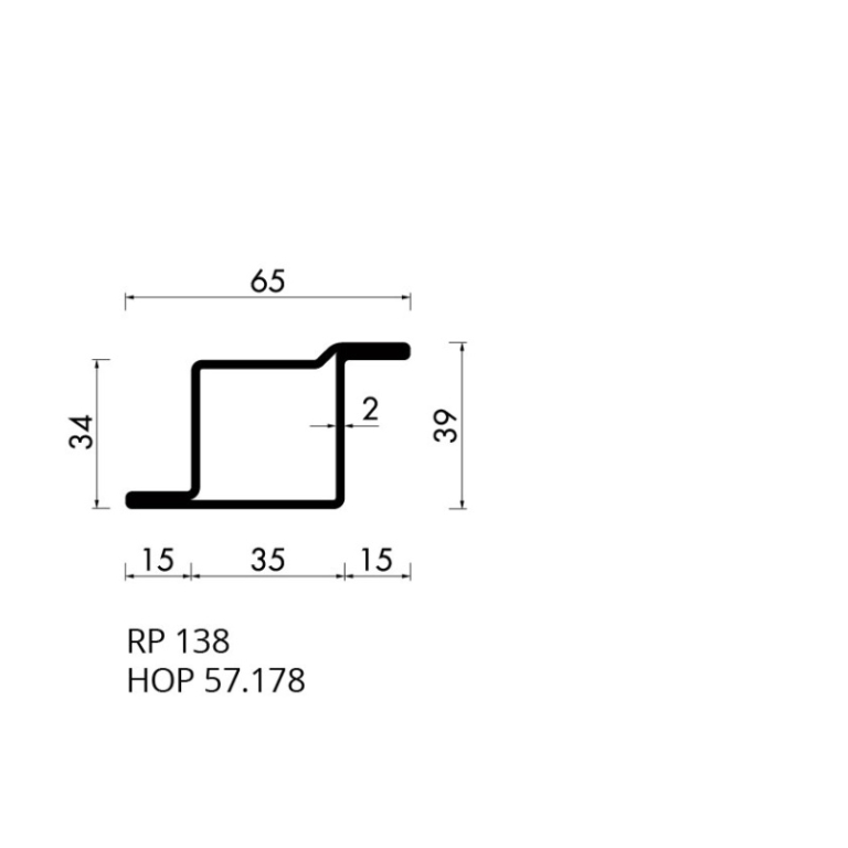 Staal hop profiel 57178 S235JRG2 - 6,000