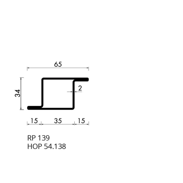 Staal hop profiel 54138 S235JRG2 - 6,000