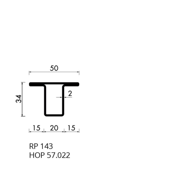 Staal hop profiel 57022 S235JRG2 - 6,000
