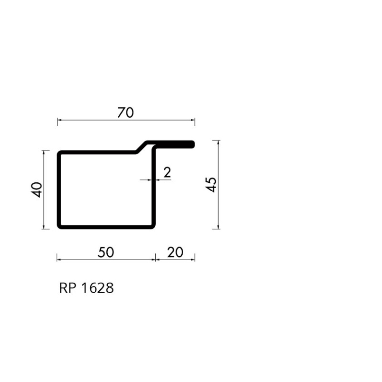 Staal hop profiel 1628 S235JRG2 - 6,000