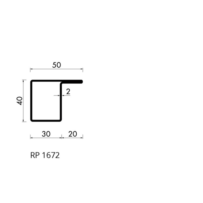 Staal hop profiel 1672 S235JRG2 - 6,000