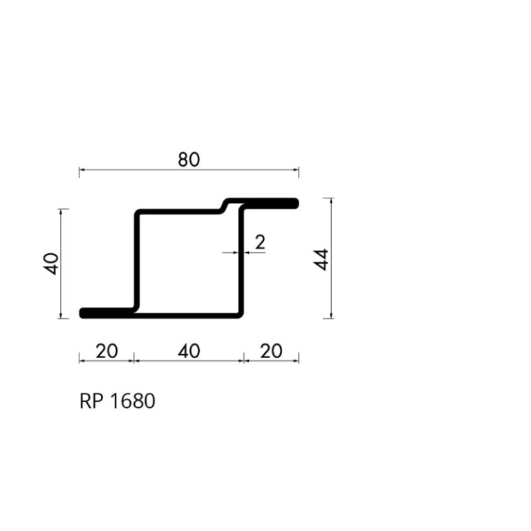 Staal hop profiel 1680 S235JRG2 - 6,000